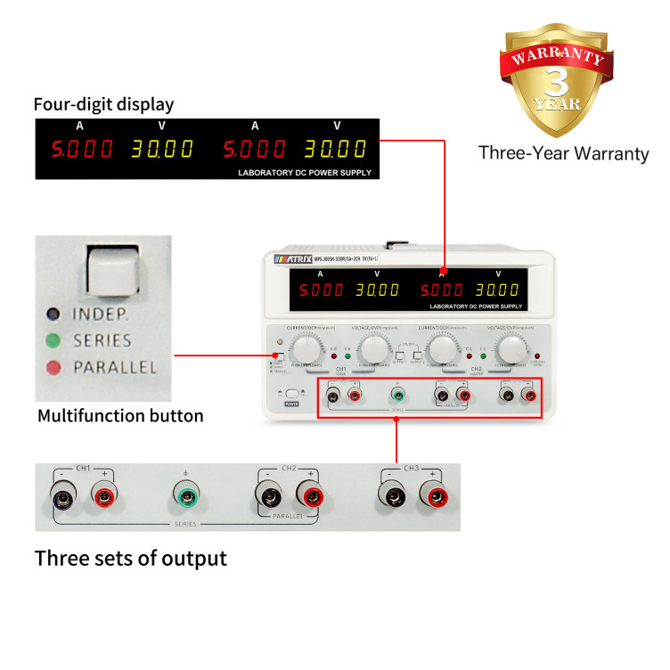 MPS-H-3 SERIES TRIPLE CHANNEL DC LINEAR POWER SUPPLY